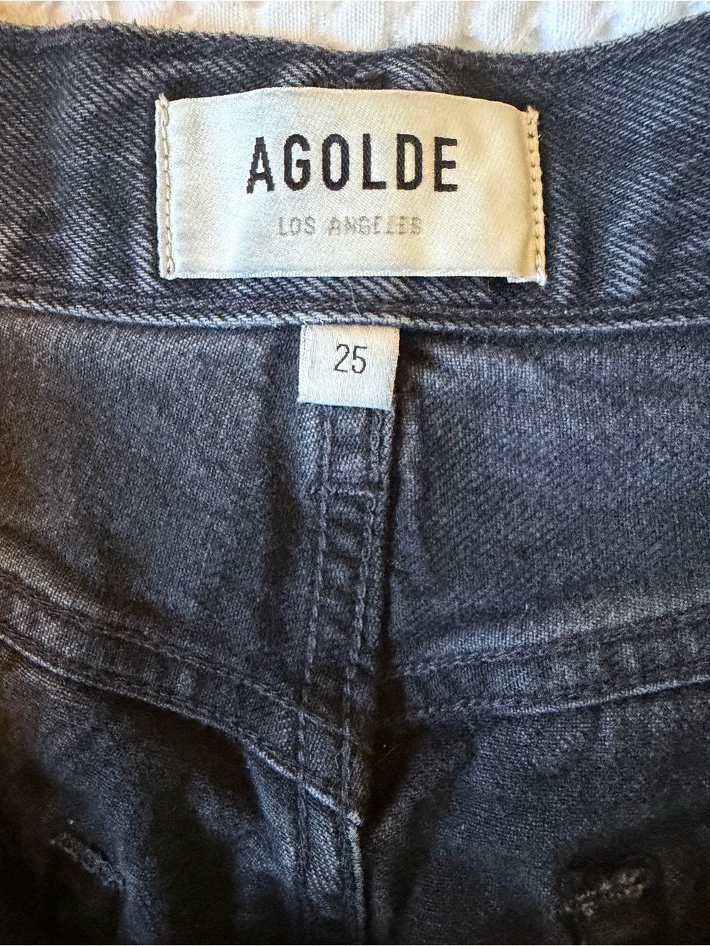 AGOLDE Black Distressed High-Rise Denim Shorts - Picture 5 of 8